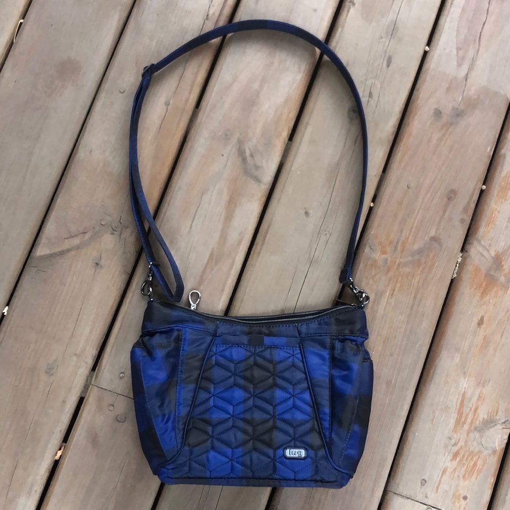 Lug Mini Shuffle Crossbody Buffalo Blue Checkered Bag Purse